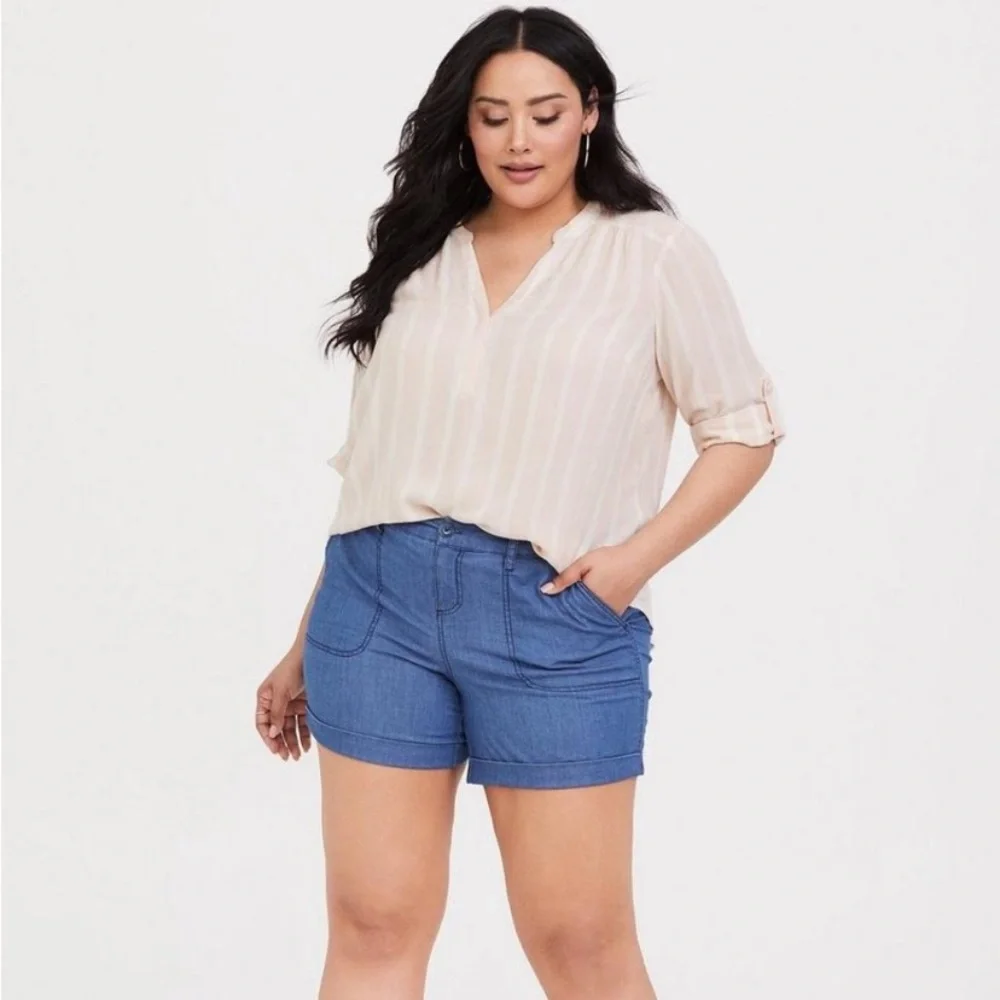 Torrid Pastel Pink & White Stripe Blouse Top